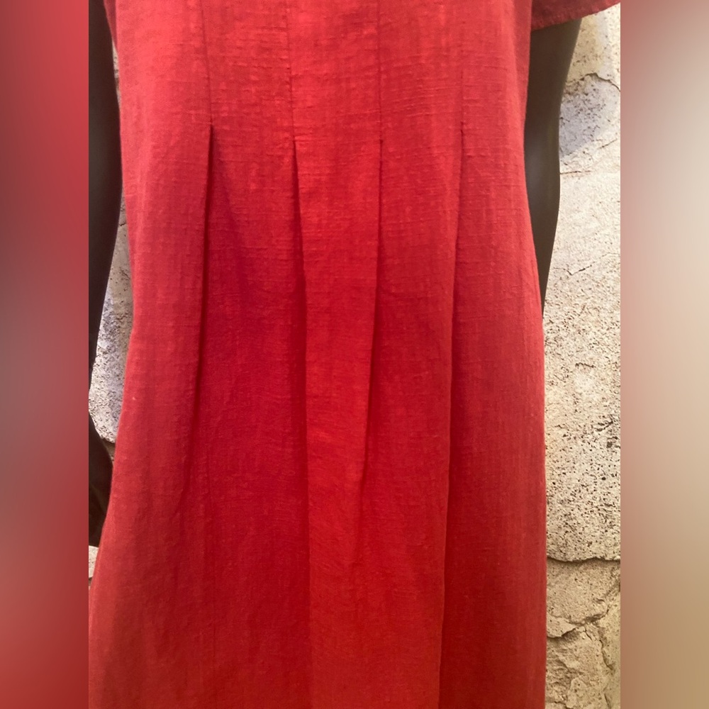 Miss Look Raspberry Linen Look Dress with Pockets - Picture 3 of 8